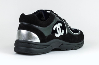 chanel cc logo suede triple black sneaker