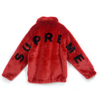 supreme faux fur bomber red