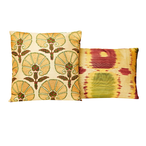 Suzani ikat handcrafted cushion