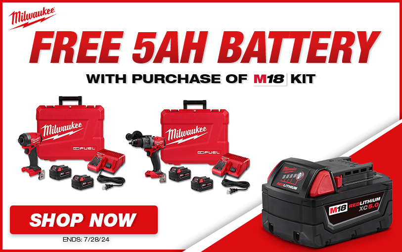 Free 5AH Battery with M18 Kits