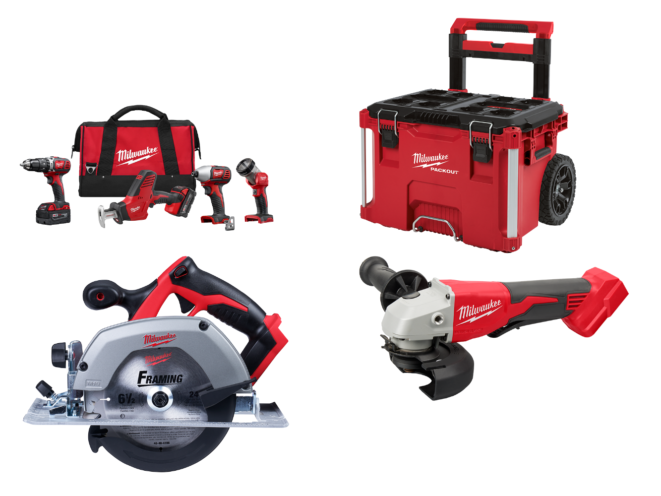  Milwaukee 2695-CG M18 18V Cordless Li-Ion 6 Tool Combo Kit w/ PACKOUT 