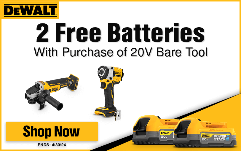 Free 2-Pack of Batteries with 20V Bare Tool