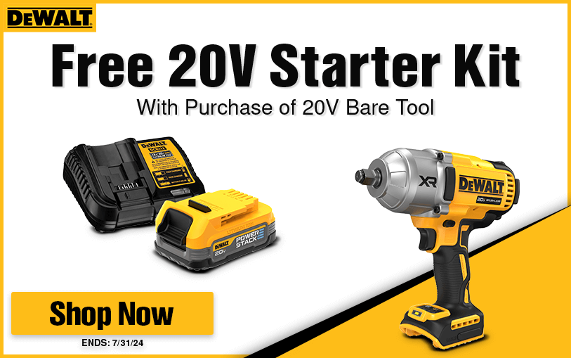 Buy a 20V DeWALT Bare Tool And Get A Free 20V Starter Kit