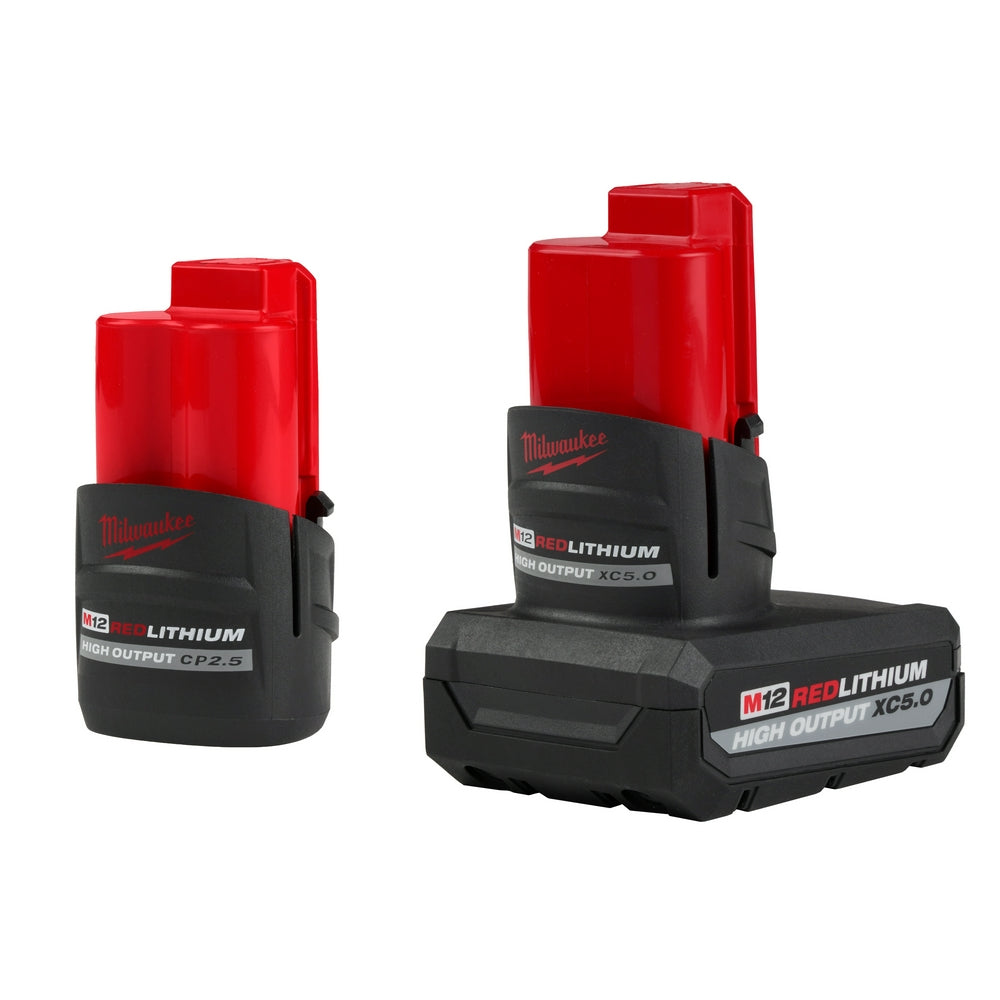  Milwaukee 48-11-2452S M12 12V High Output 5.0 / 2.5 AH Battery Packs 