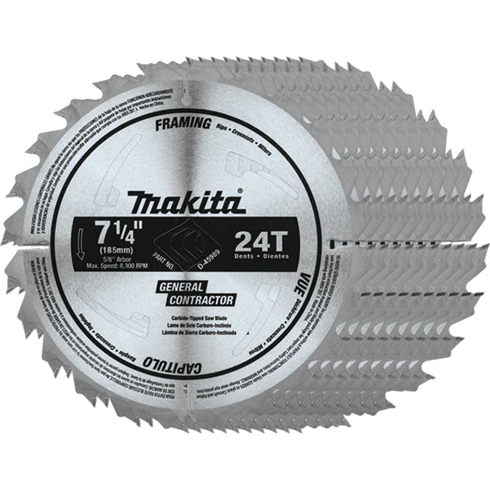  Makita D-45989-10 7-1/4" 24T Carbide Tipped Framing Circular Saw Blade - 10 PK 