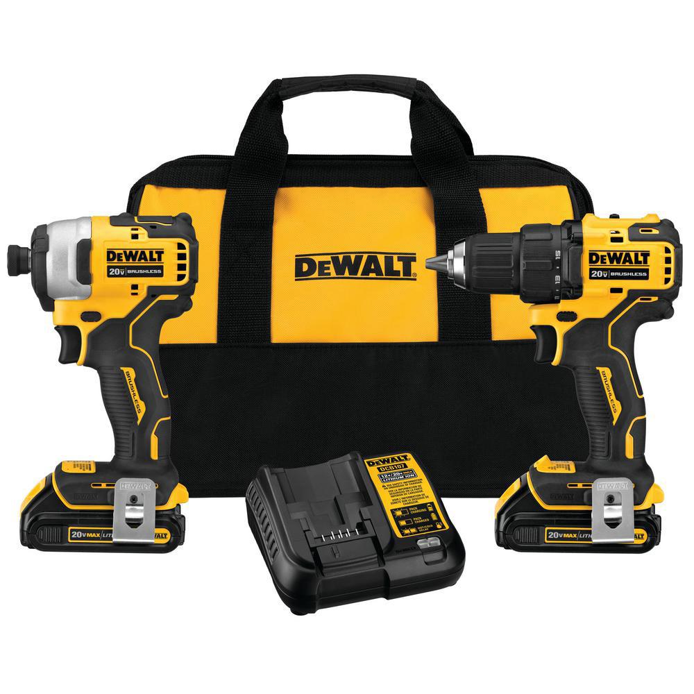  DeWALT DCK278C2 20V Brushless Cordless Atomic Driver and Drill Combo Kit 