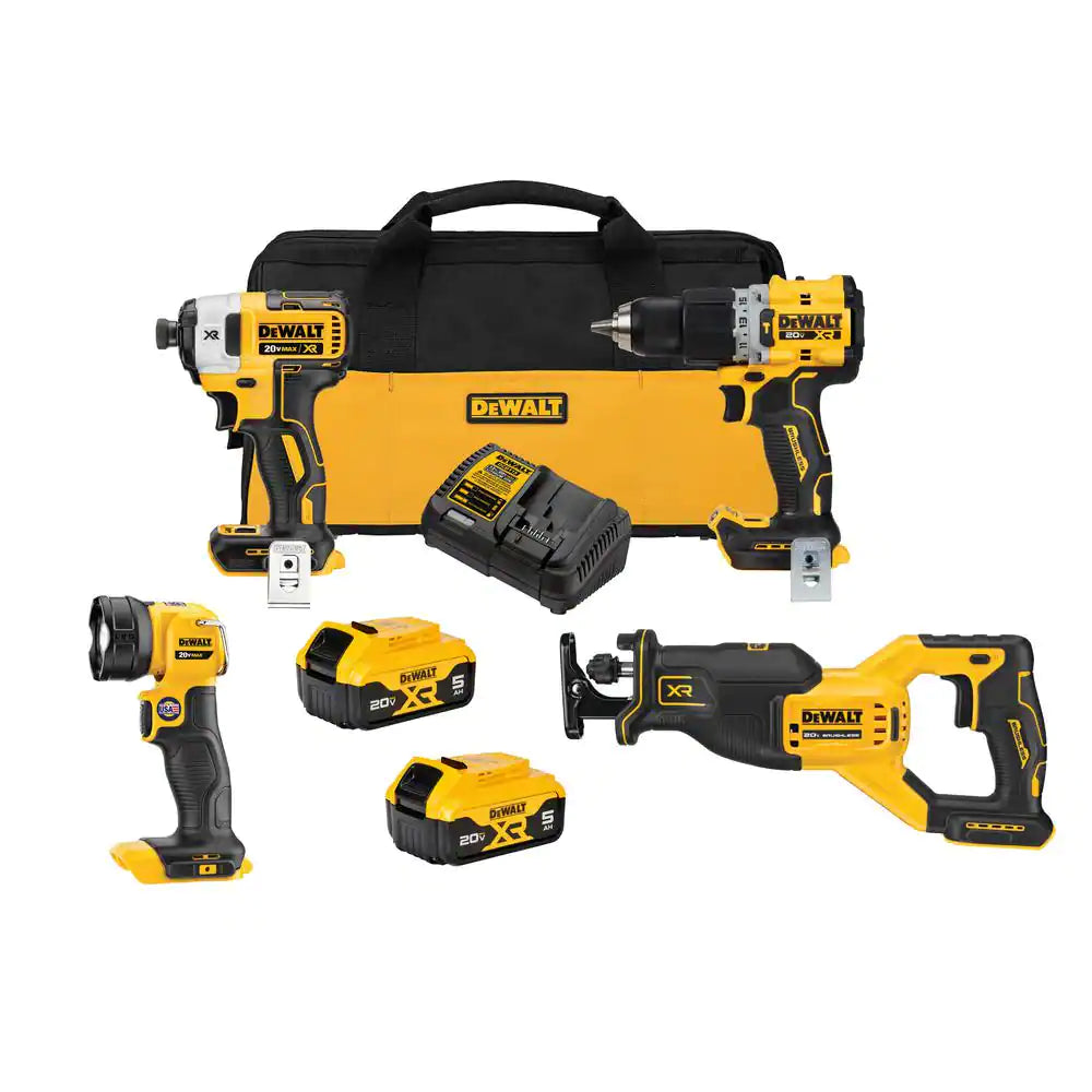  DeWALT DCK449P2 20V MAX XR Brushless 4 Tool Combo Kit w/ 5.0AH Batteries 