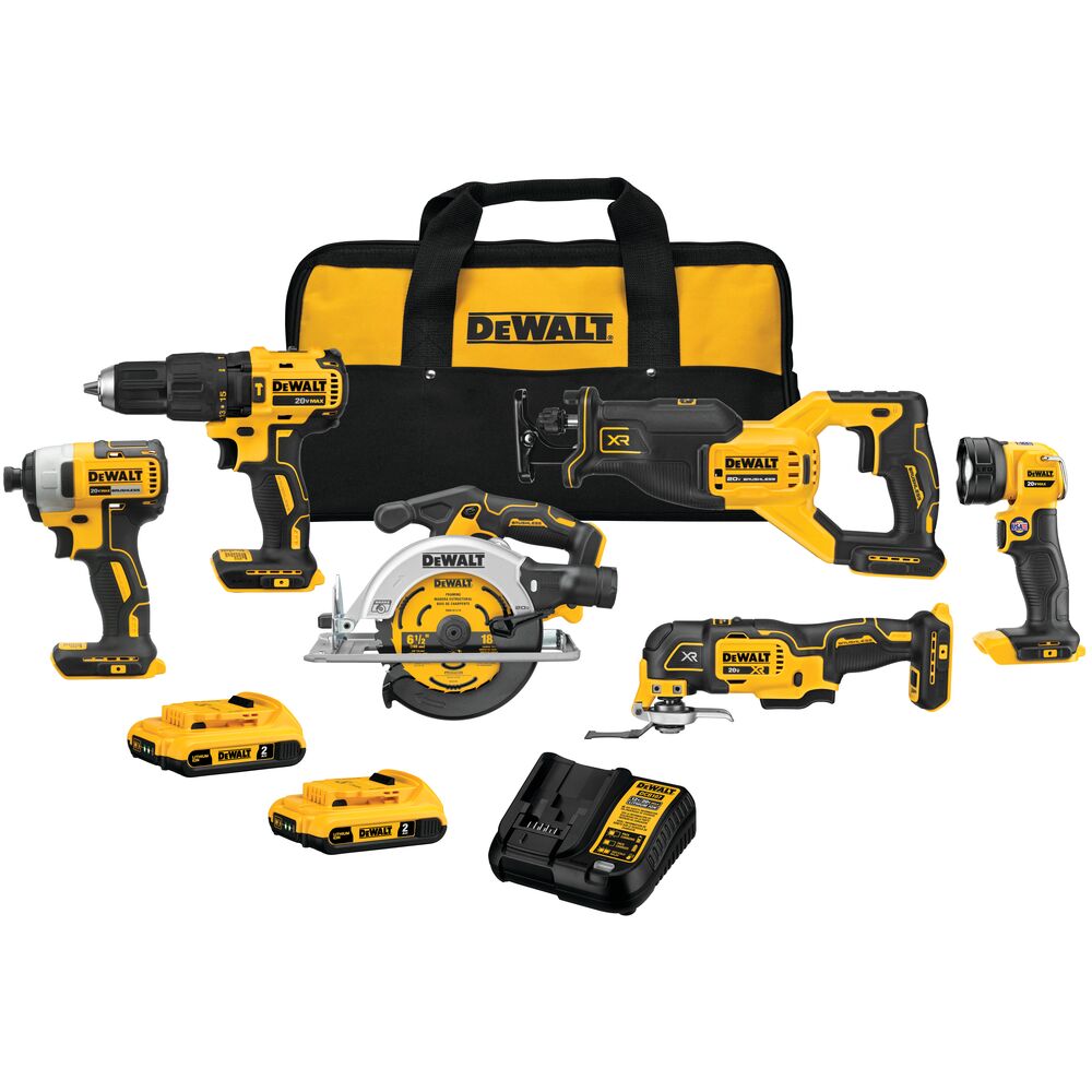  DeWALT DCK675D2 20V Brushless 6 Tool Combo Kit w/ 2 - 2.0AH Battery / Charger 