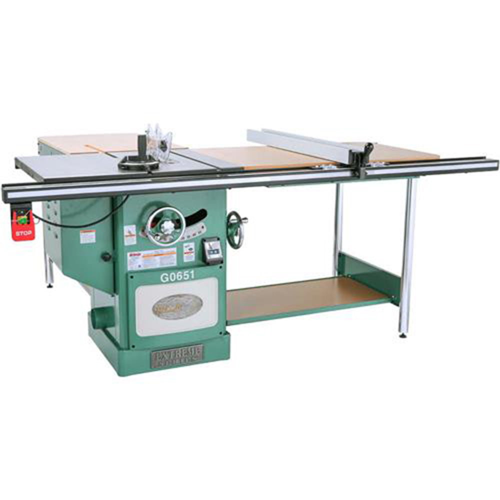  Grizzly G0651 220V 10 Inch 3 HP 220V Heavy Duty Cabinet Table Saw Riving Knife 