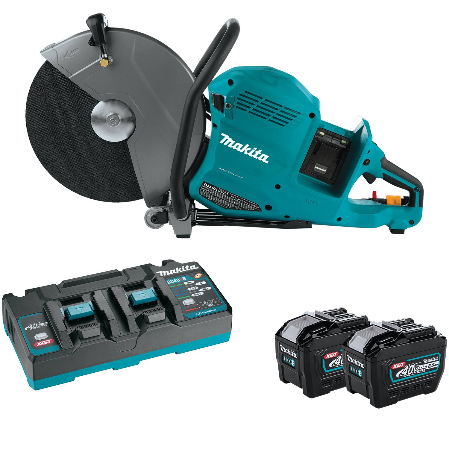  Makita GEC01PL 80V XGT 14" Brushless Cordless Power Cutter Kit w/ Electric Brake 