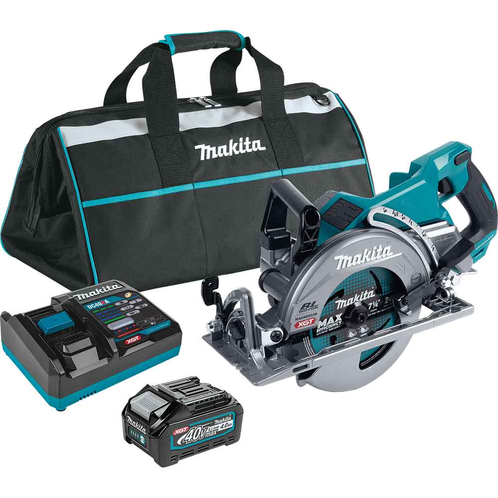  Makita GSR01M1 40V MAX XGT 7-1/4 Brushless Rear Handle Circular Saw Kit w/4.0 Ah 