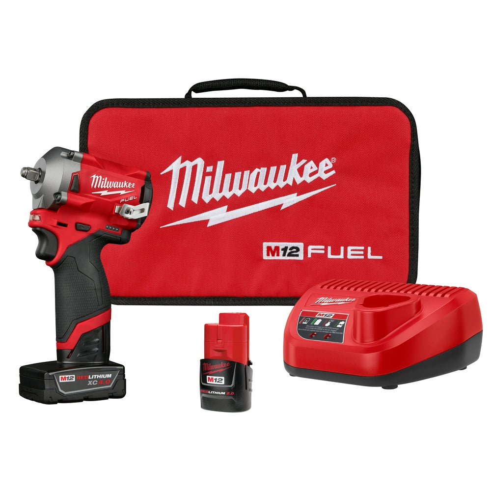  Milwaukee M12 2554-22 M12 FUEL 12V 3/8-Inch Cordless Stubby Impact Wrench Kit 