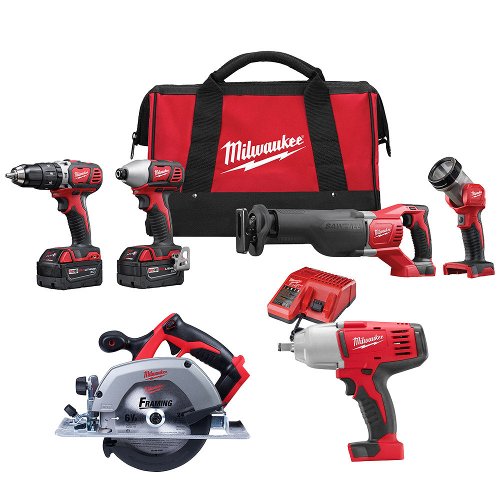  Milwaukee 2696-24A M18 18V 4 Tool Cordless Combo Kit w/ Circular Saw and Impact 