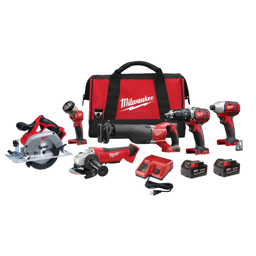  Milwaukee 2696-26 M18 18V Cordless Power Lithium-Ion 6-Tool Combo Kit 