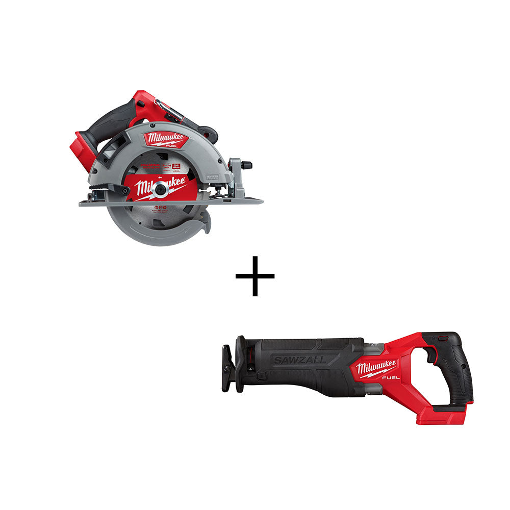  Milwaukee 2732-20 M18 FUEL 18V 7-1/4" Circular Saw w/ SAWZALL Reciprocating Saw 