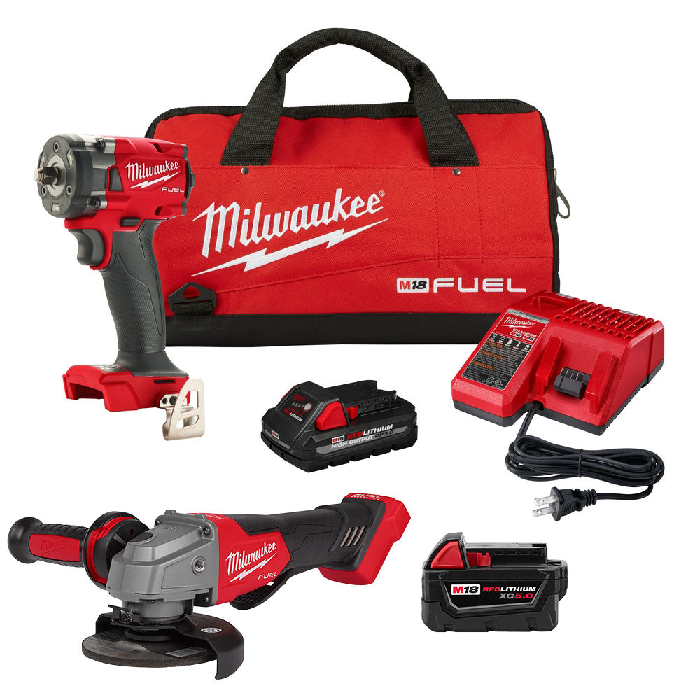  Milwaukee 2854-21HO M18 FUEL 3/8" Compact Impact Wrench / Grinder w/ 5AH Battery 