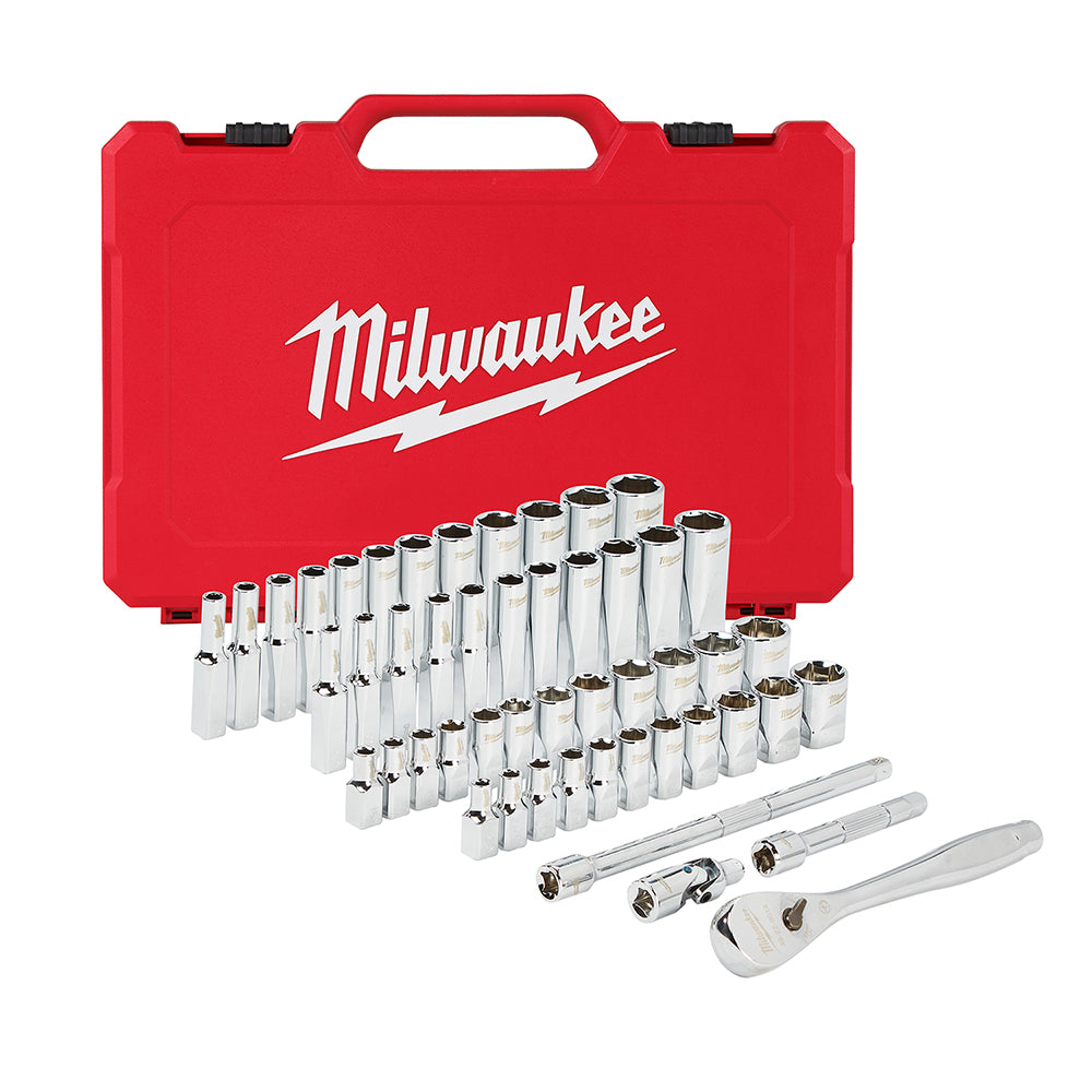  Milwaukee 48-22-9004 1/4-Inch Drive SAE and Metric Ratchet and Socket Set - 50pc 