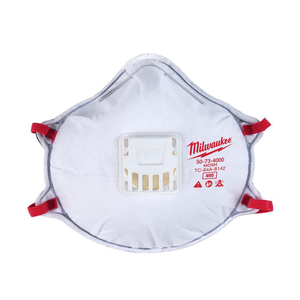  Milwaukee 48-73-4004 N95 Professional Valved Respirator w/ Gasket - 10pk 