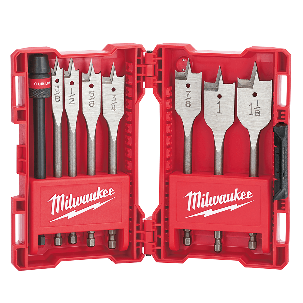  Milwaukee 49-22-0175 8PC 6-Inch Versatile Universal Flat Boring Bit Set 