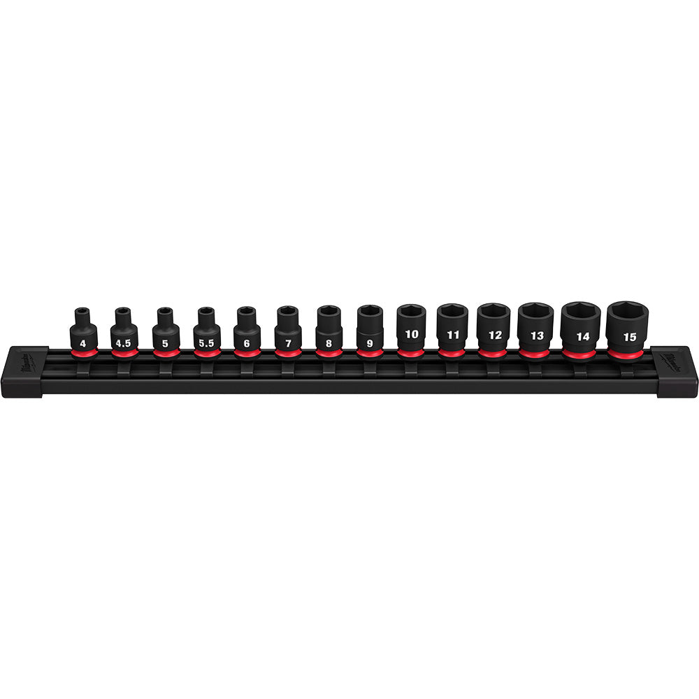  Milwaukee 49-66-7002 1/4" Drive Metric Standard 6 Point Impact Socket Set -14 PC 