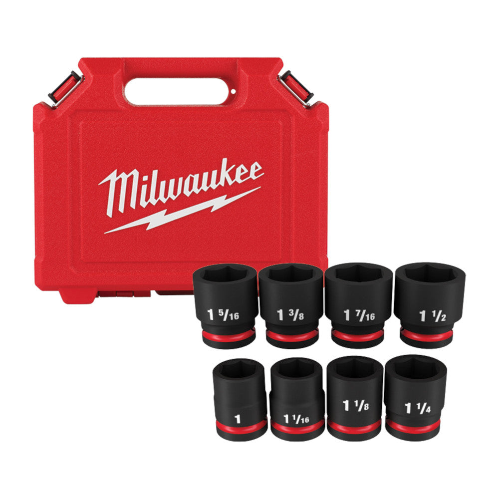  Milwaukee 49-66-7017 3/4" Drive SAE Standard 6 Point Impact Socket Set - 8 PC 