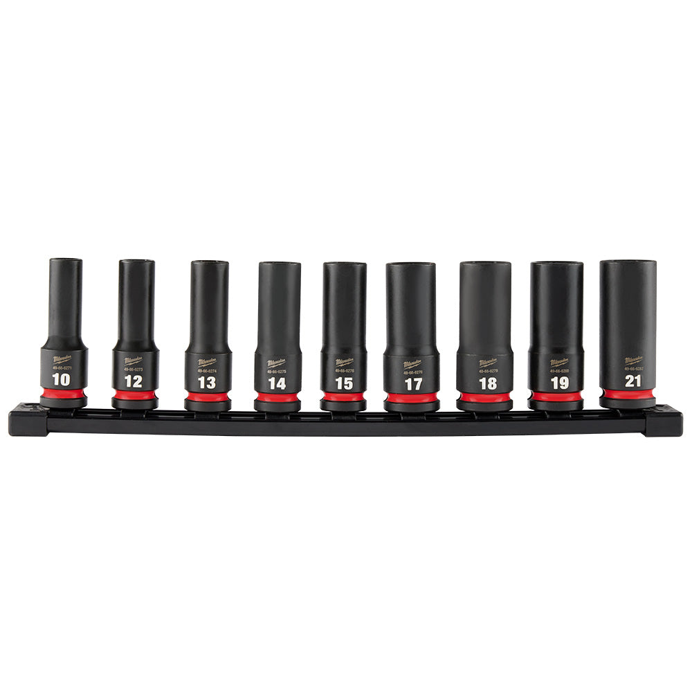  Milwaukee 49-66-7032 SHOCKWAVE 1/2" Impact Duty Drive Metric Socket Set - 9 PC 