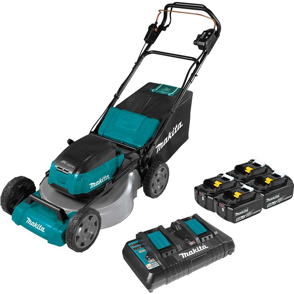  Makita XML08PT1 18V X2 36 LXT 21" Self Propelled Lawn Mower w/ 4 Batteries 