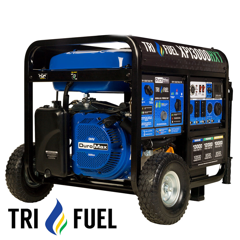  DuroMax XP13000HXT 13,000 Watt Electric Start Tri-Fuel Portable Generator w/ CO Alert 