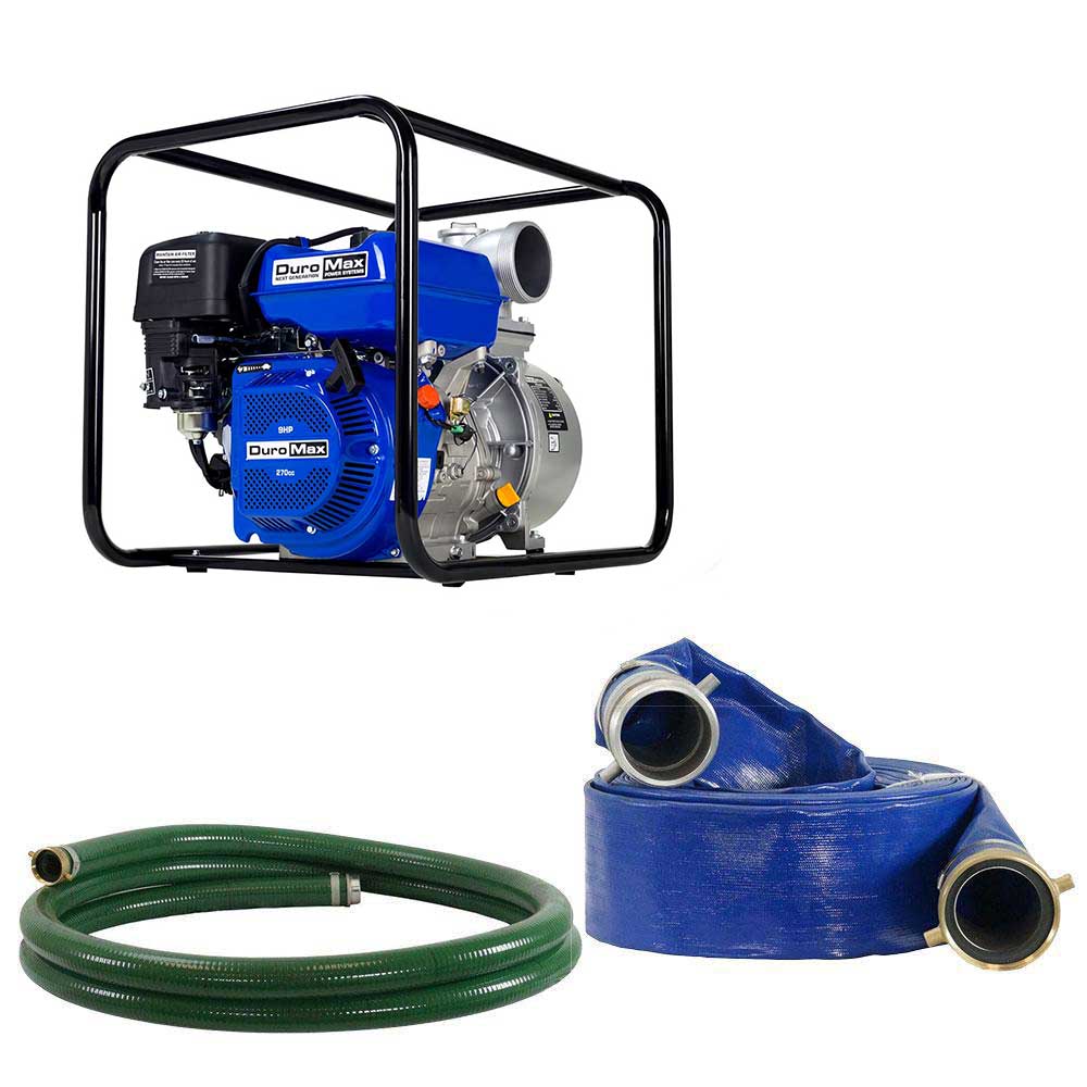  DuroMax XP904WP-LHK 270cc 427 CFM 4" Gas Engine Water Pump Kit 