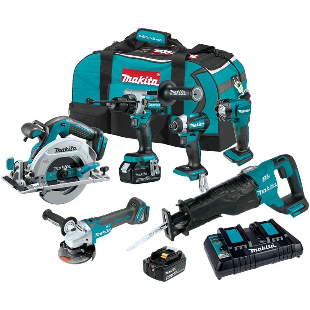  Makita XT616PT 18V LXT Li-Ion Brushless Cordless 6 Tool Combo 5.0 Ah Kit 