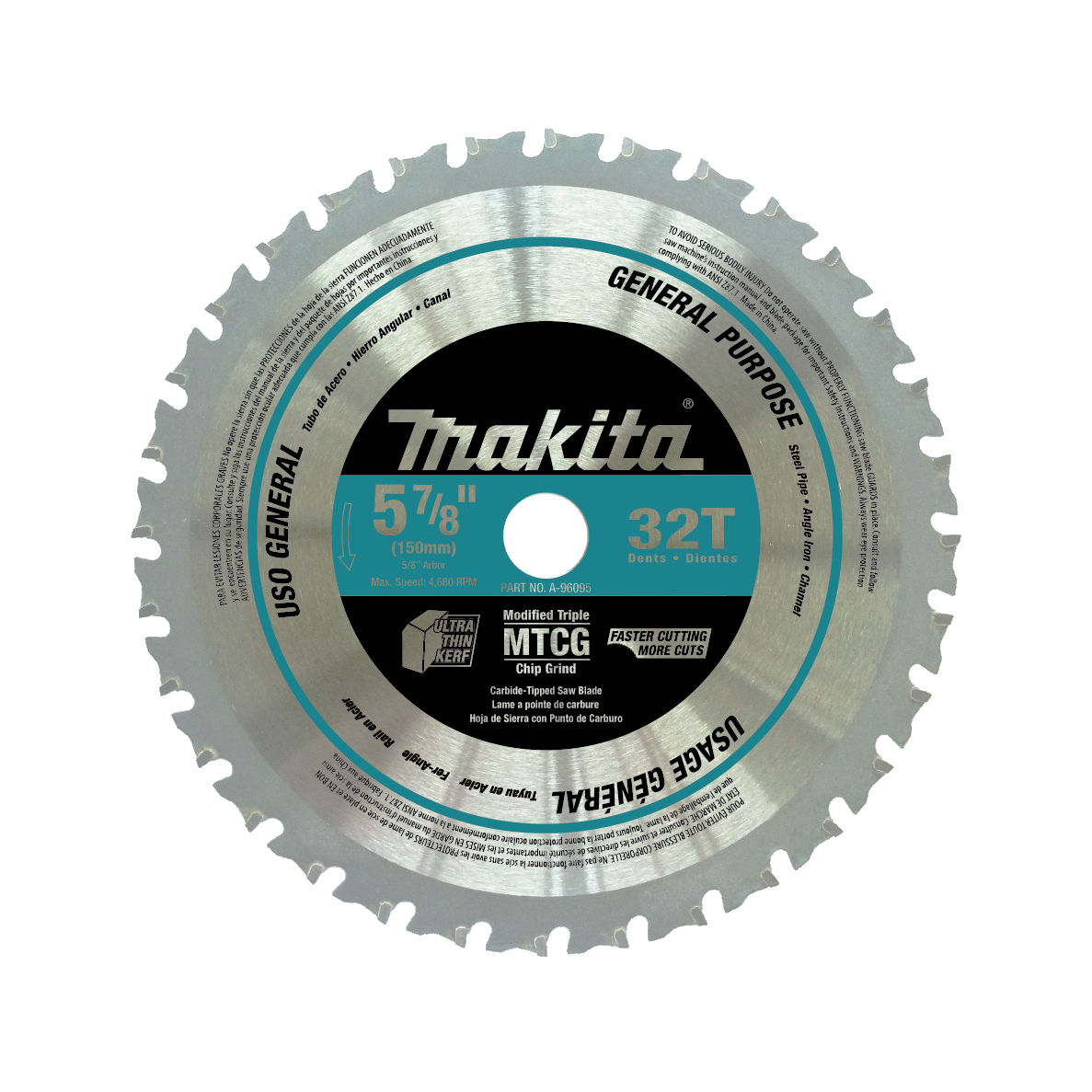  Makita A-96095 5-7/8" 32T Carbide-Tipped Saw Blade, Metal/General Purpose 