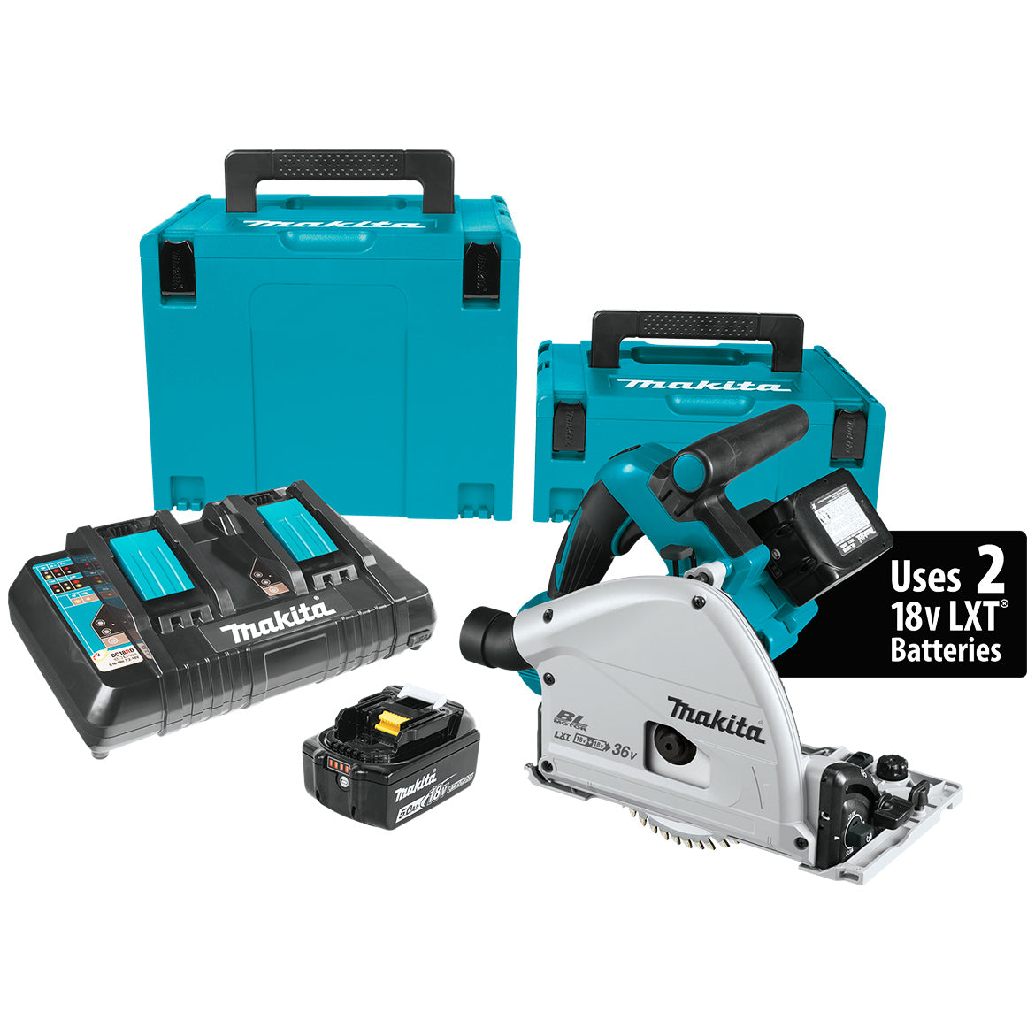  Makita XPS01PTJ 36-Volt 6-1/2-Inch X2 LXT Cordless Plunge Circular Saw Kit 