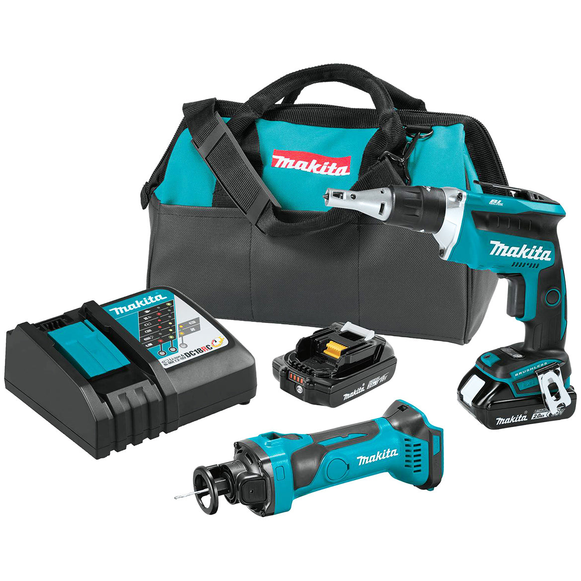  Makita XT255R 18-Volt 2-Tool Cordless Screwdriver and Cut-Out Tool Combo Kit 