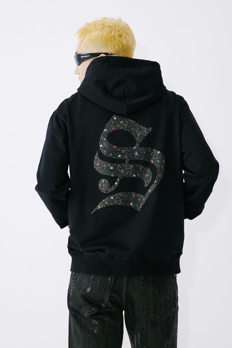 Lightning Rhinestone Zip Hoodie