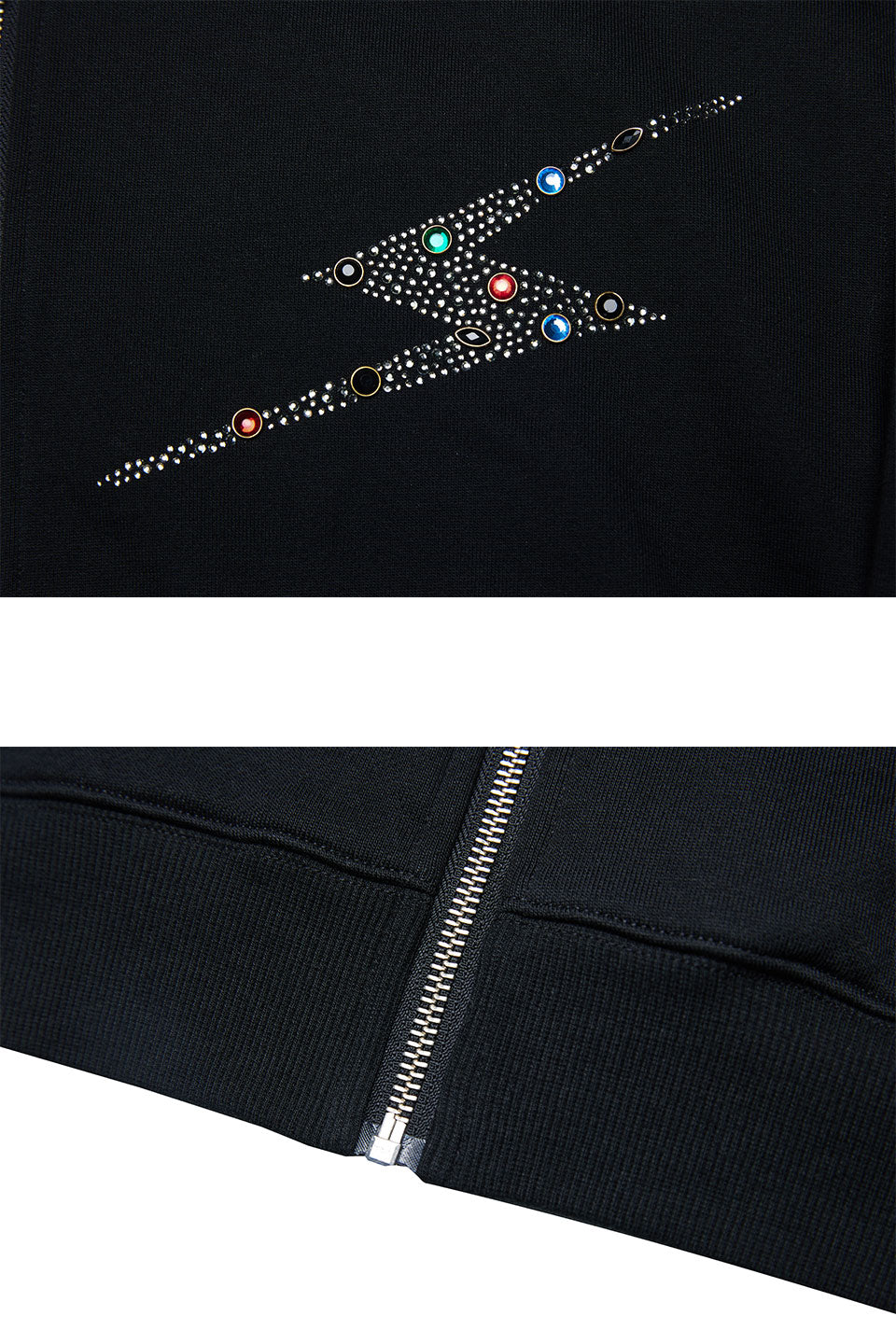 NTWRK - Lightning Rhinestone Zip Hoodie