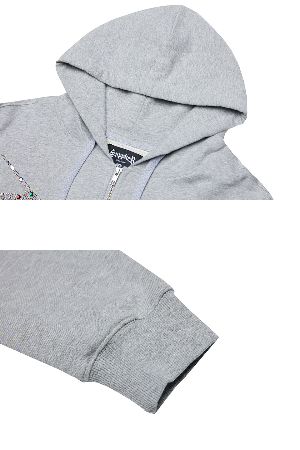 NTWRK - Lightning Rhinestone Zip Hoodie