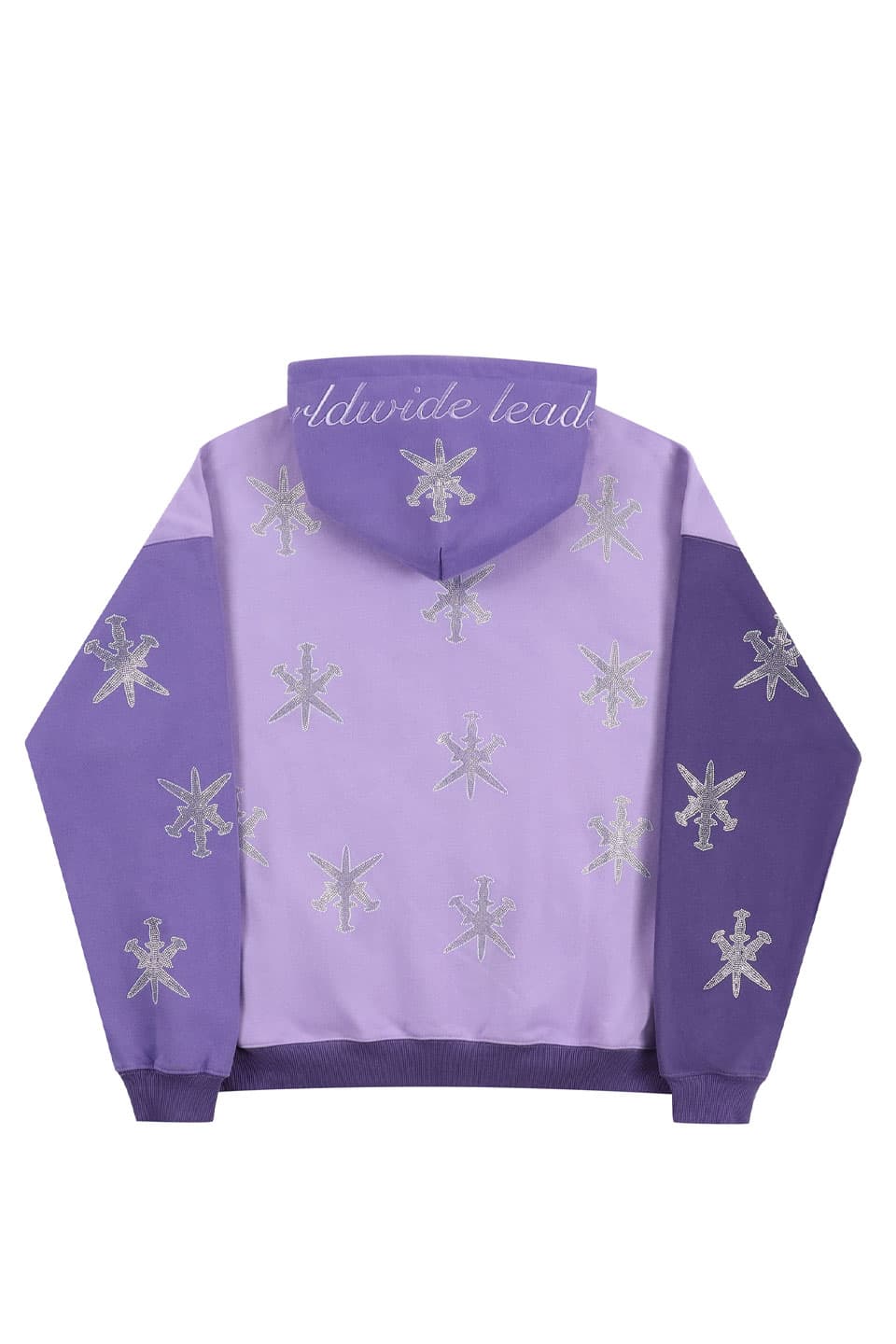 Purple Panel Dagger Rhinestone Zip Up L-