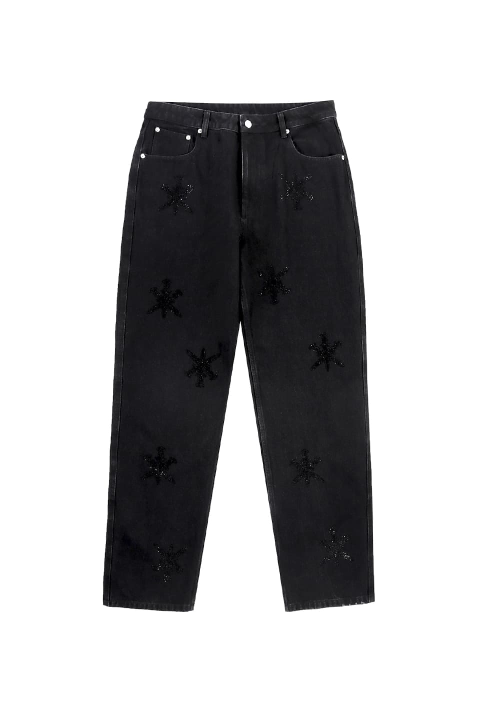 NTWRK - Black / Black Rhinestone Dagger Denim