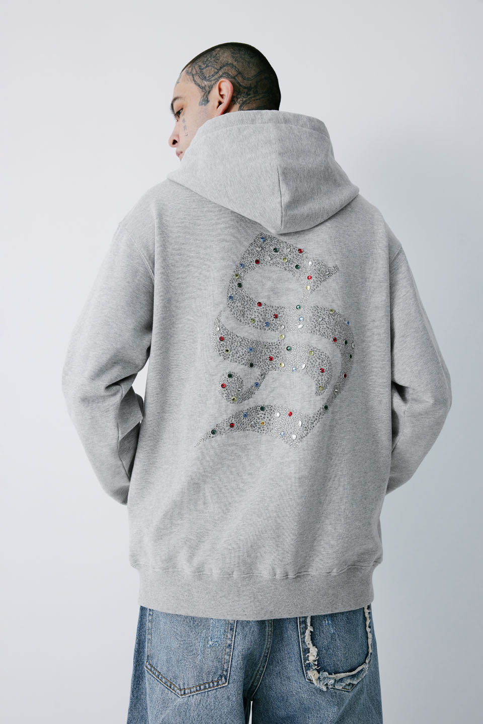 Lightning Rhinestone Zip Hoodie