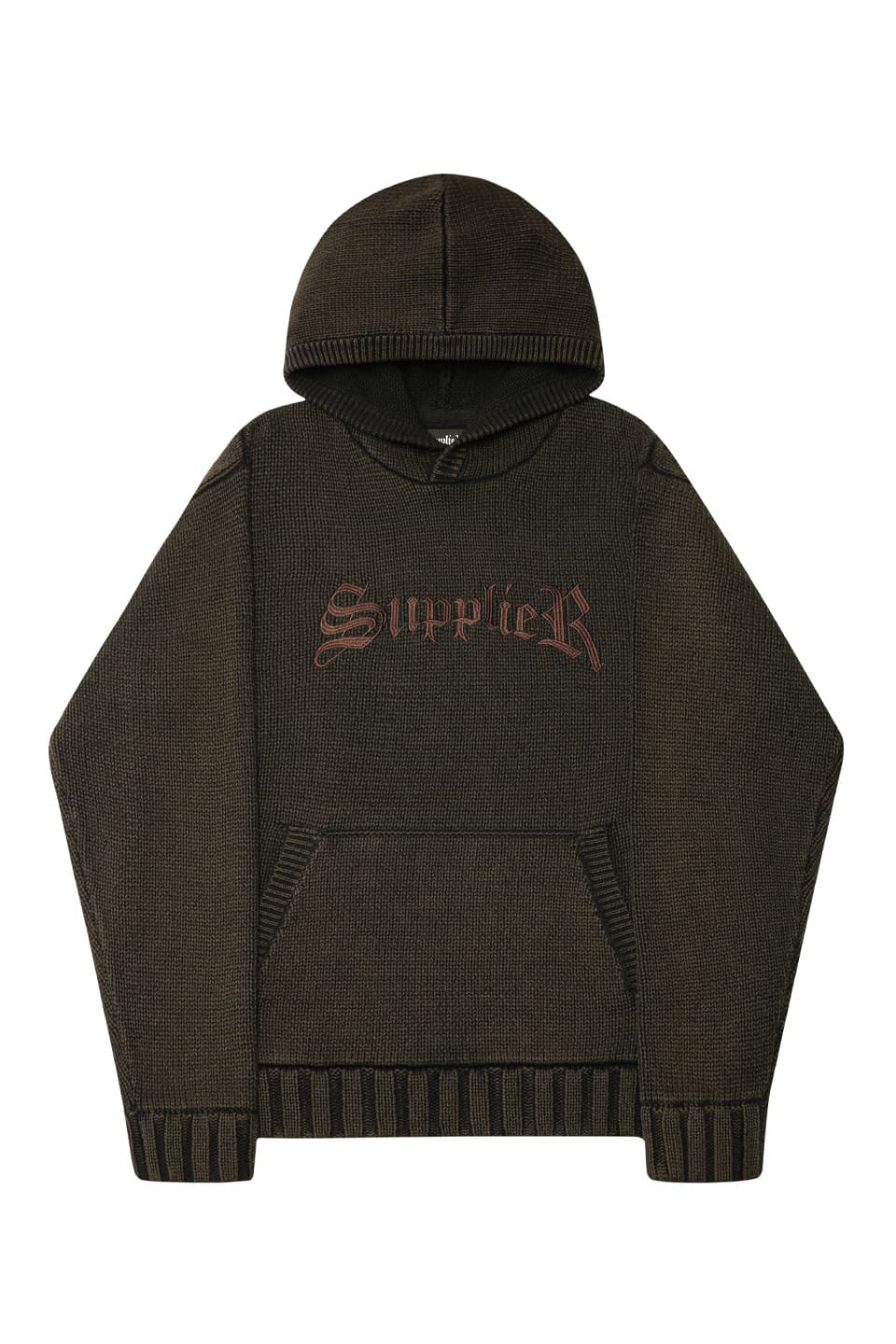 Washed Logo Knit Hoodie