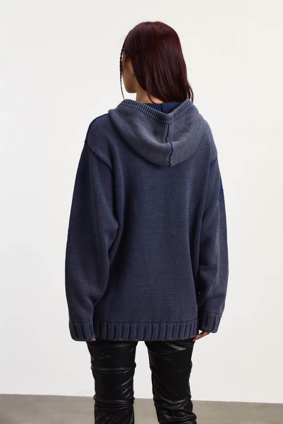 Washed Logo Knit Hoodie