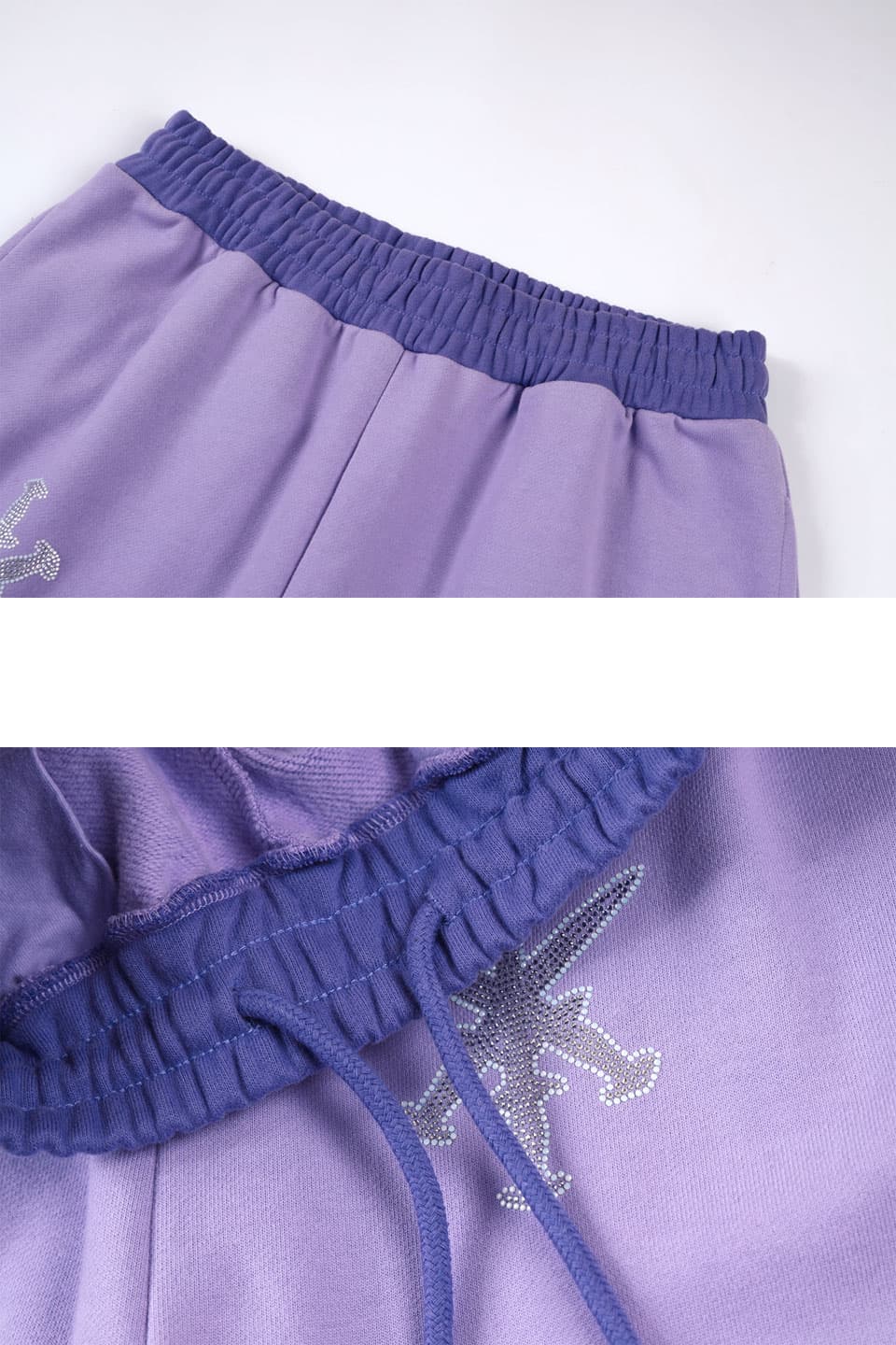 NTWRK - Purple Panel Mix Dagger Rhinestone Jogger