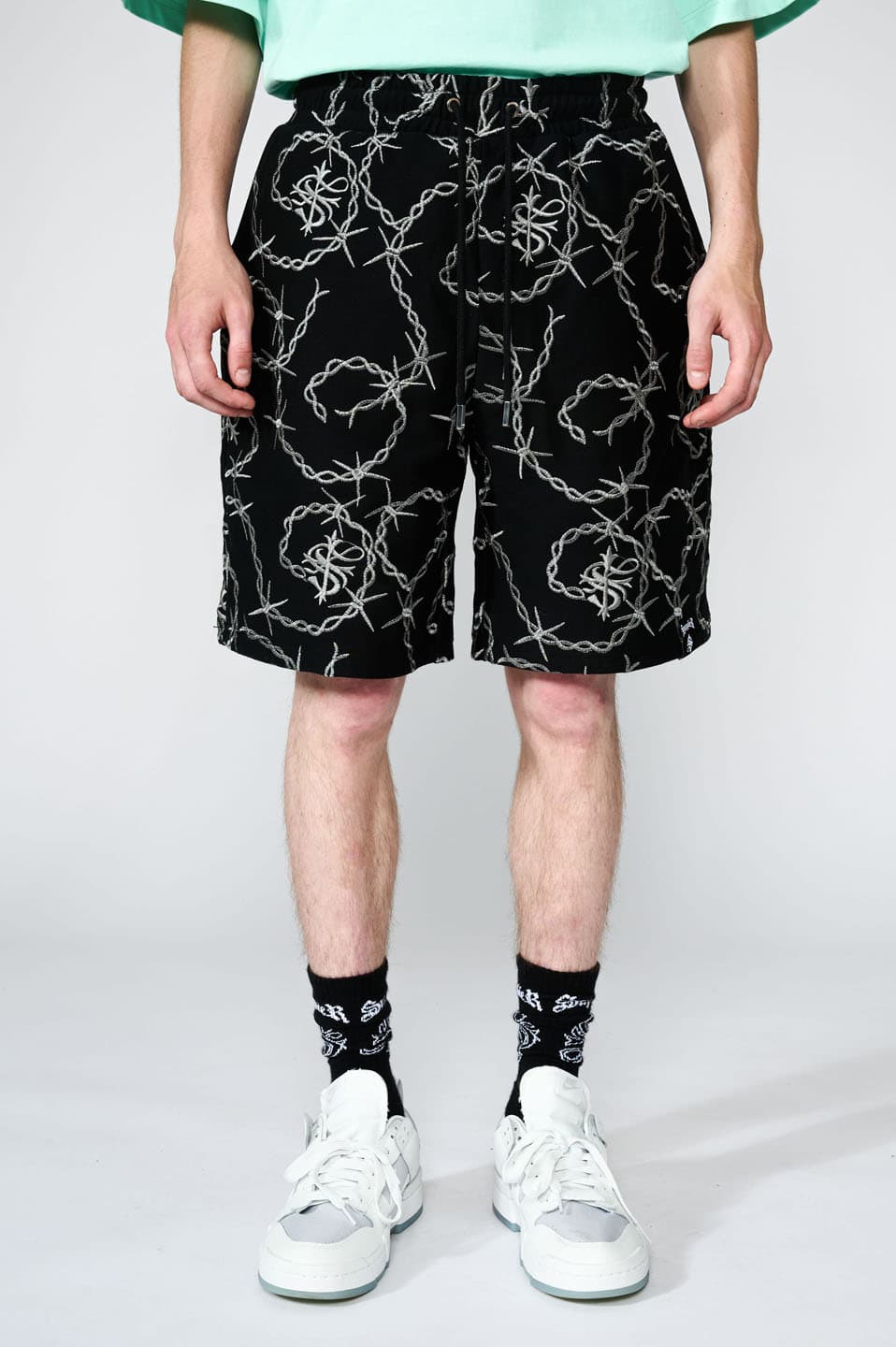 NTWRK - Cross Chain Embroidery Shorts