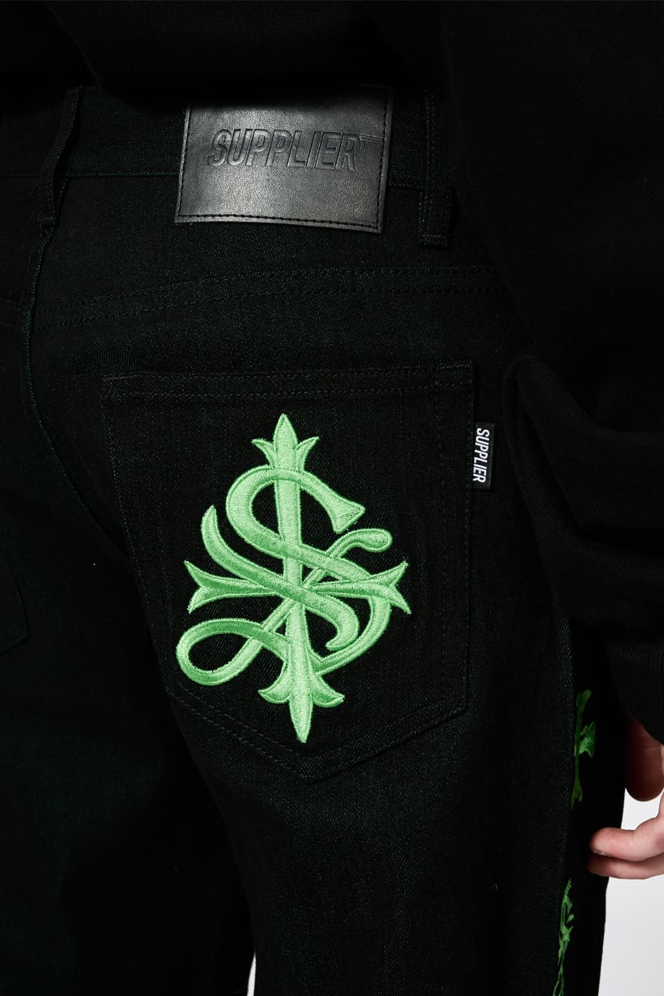 Bone Embroidery Denim Green supplier 沸騰ブラドン 4940円引き