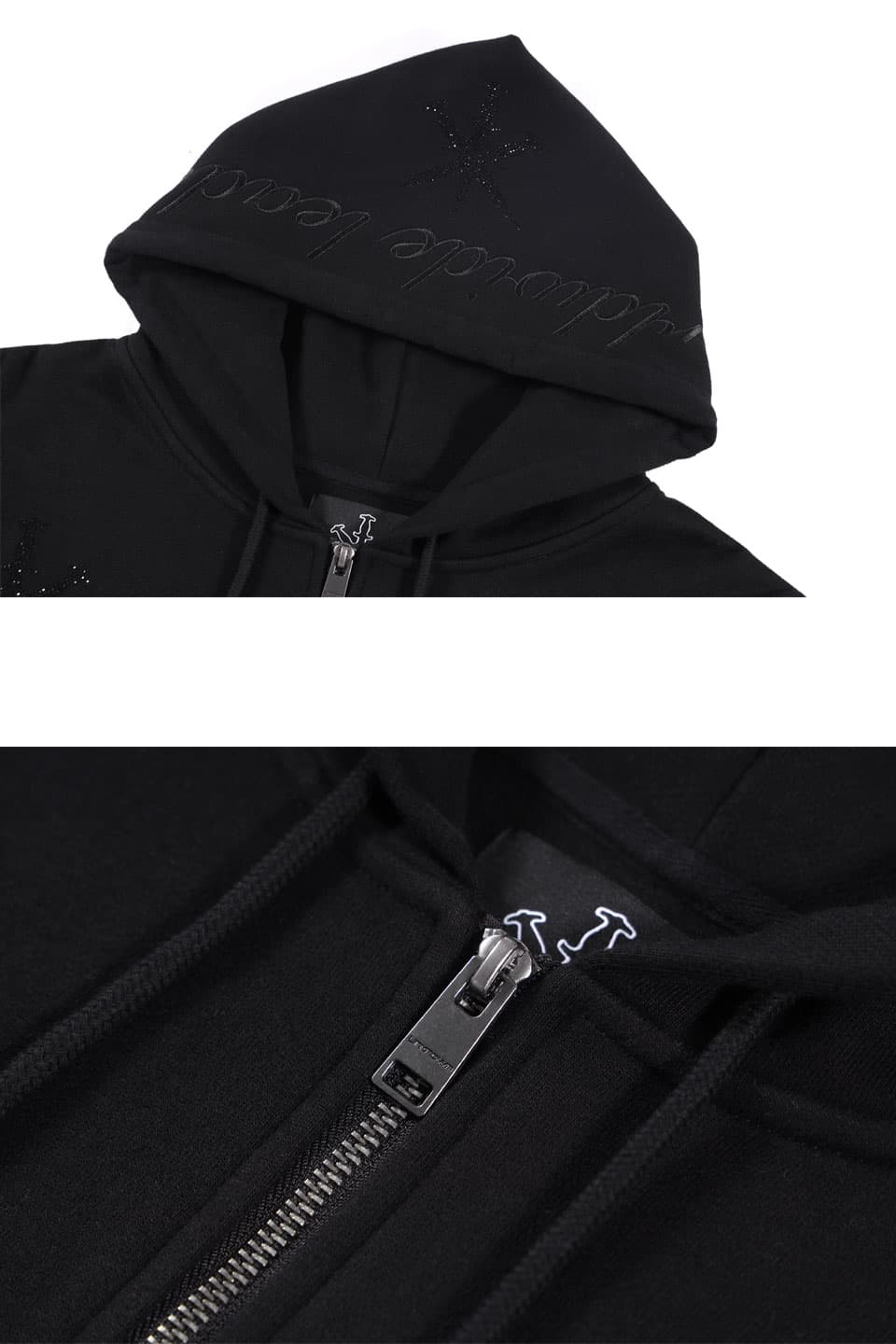 濃いピンク系統 Black \u0026 black Dagger Rhinestone Zip Up M | www