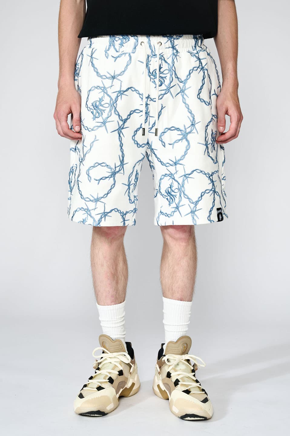 NTWRK - Cross Chain Embroidery Shorts