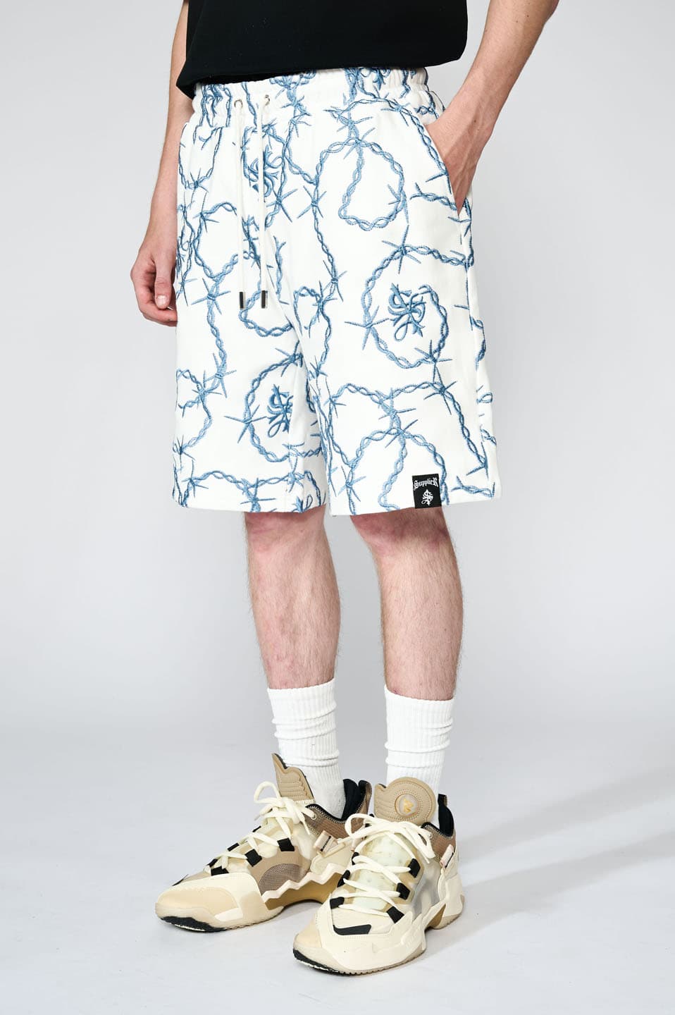 NTWRK - Cross Chain Embroidery Shorts