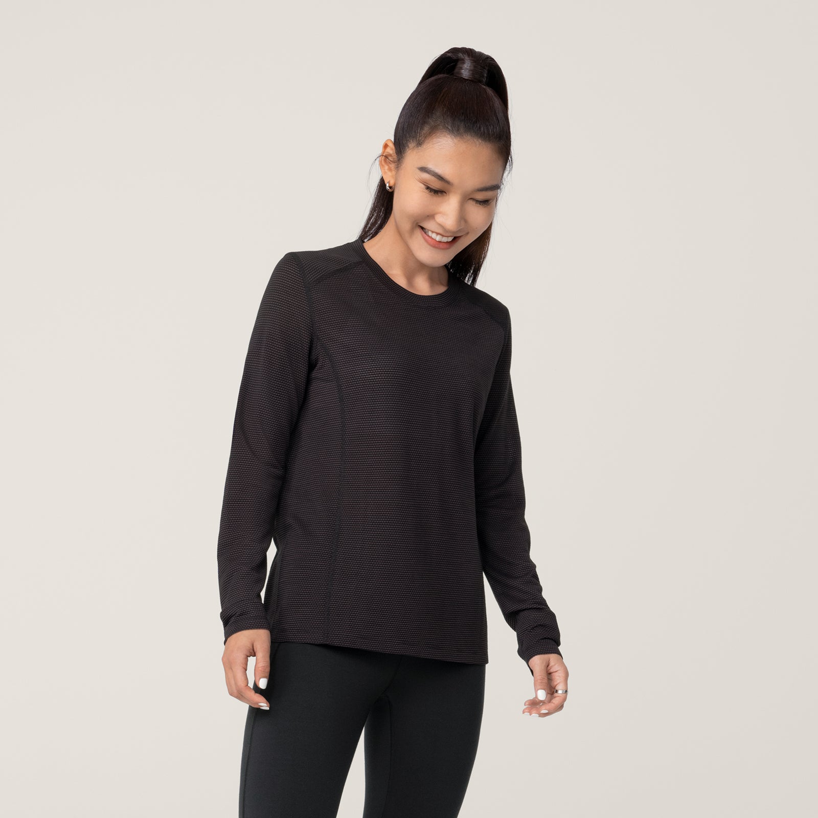 Women's Natural Run Long Sleeve Tee - Natural Black