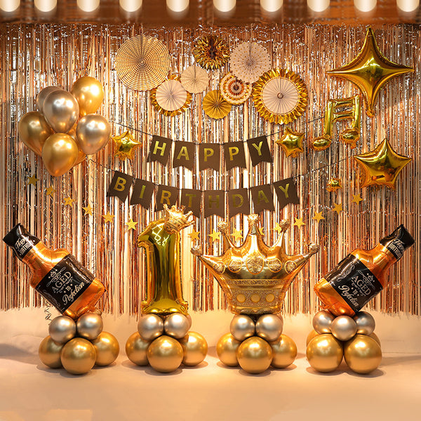 Premium Happy birthday party DIY decoration set in gold – Party Force