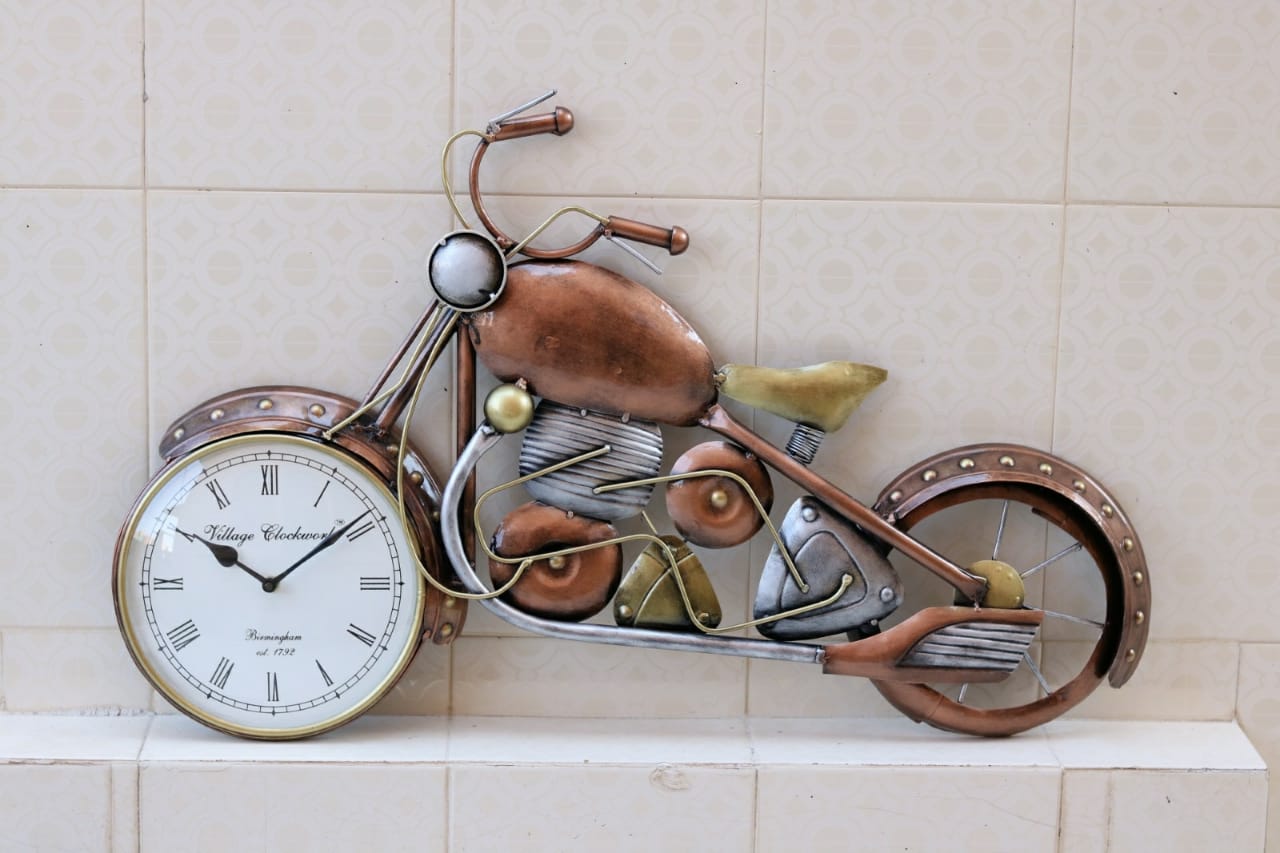 Buy Brown Metal Bike Wall Clock Online At Craftkriticom